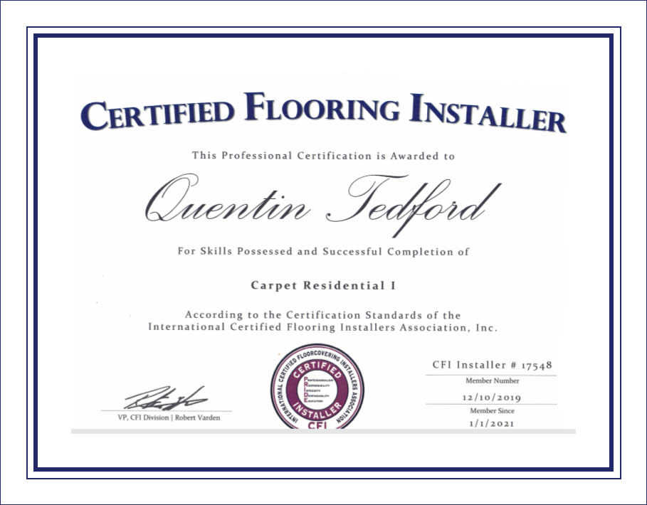 Certified Flooring Installer